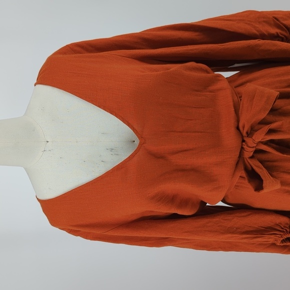 Eloquii Wide Leg Jumpsuit Brown 16 balloon sleeve hipster rustic cottagecore - Picture 3 of 10